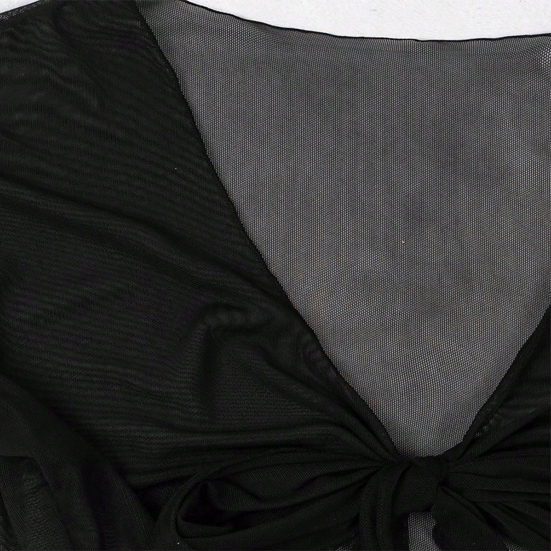 Women’s Crop Top with V-Neck and Decorative Tie Band StylebySassy