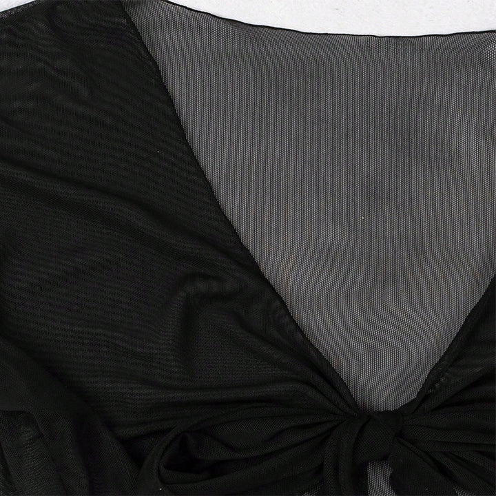 Women’s Crop Top with V-Neck and Decorative Tie Band StylebySassy