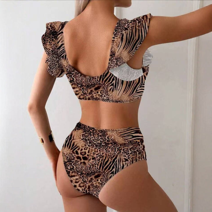 Women Bikini Set with playful ruffles and floral patterns StylebySassy