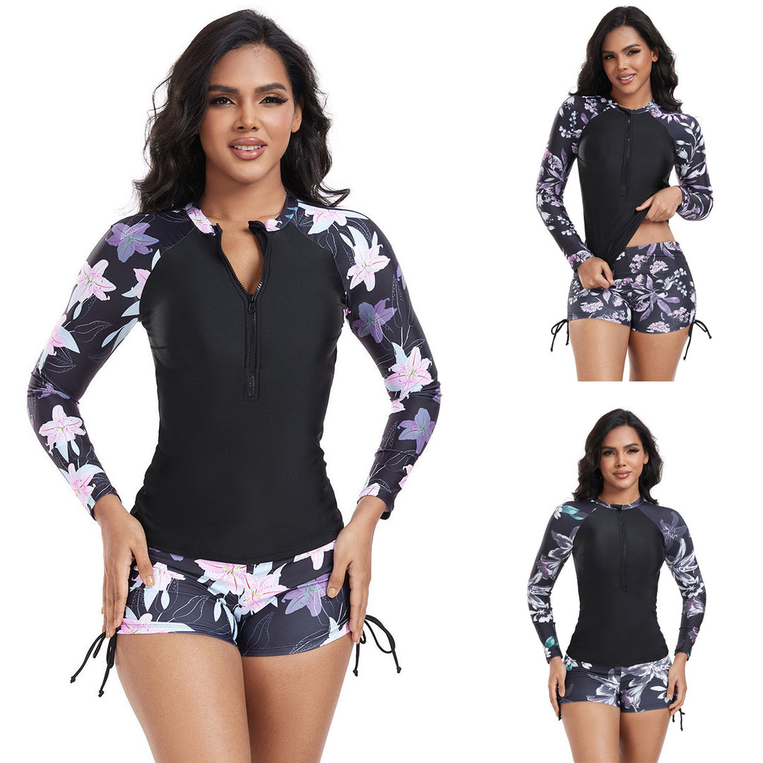 Women's Long Sleeve Rashguard with Fashionable Floral Design StylebySassy