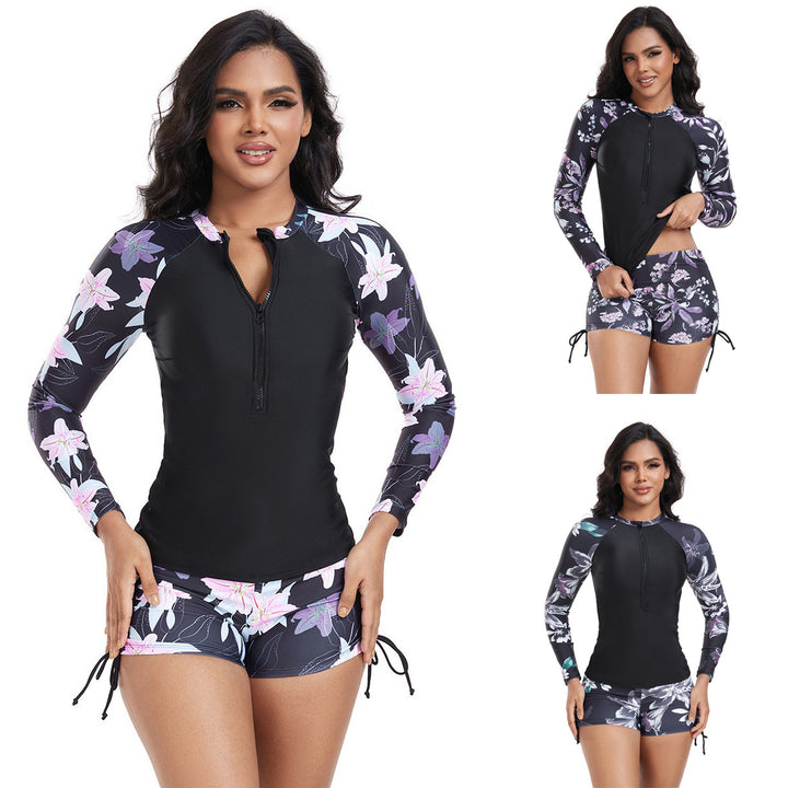 Women's Long Sleeve Rashguard with Fashionable Floral Design StylebySassy