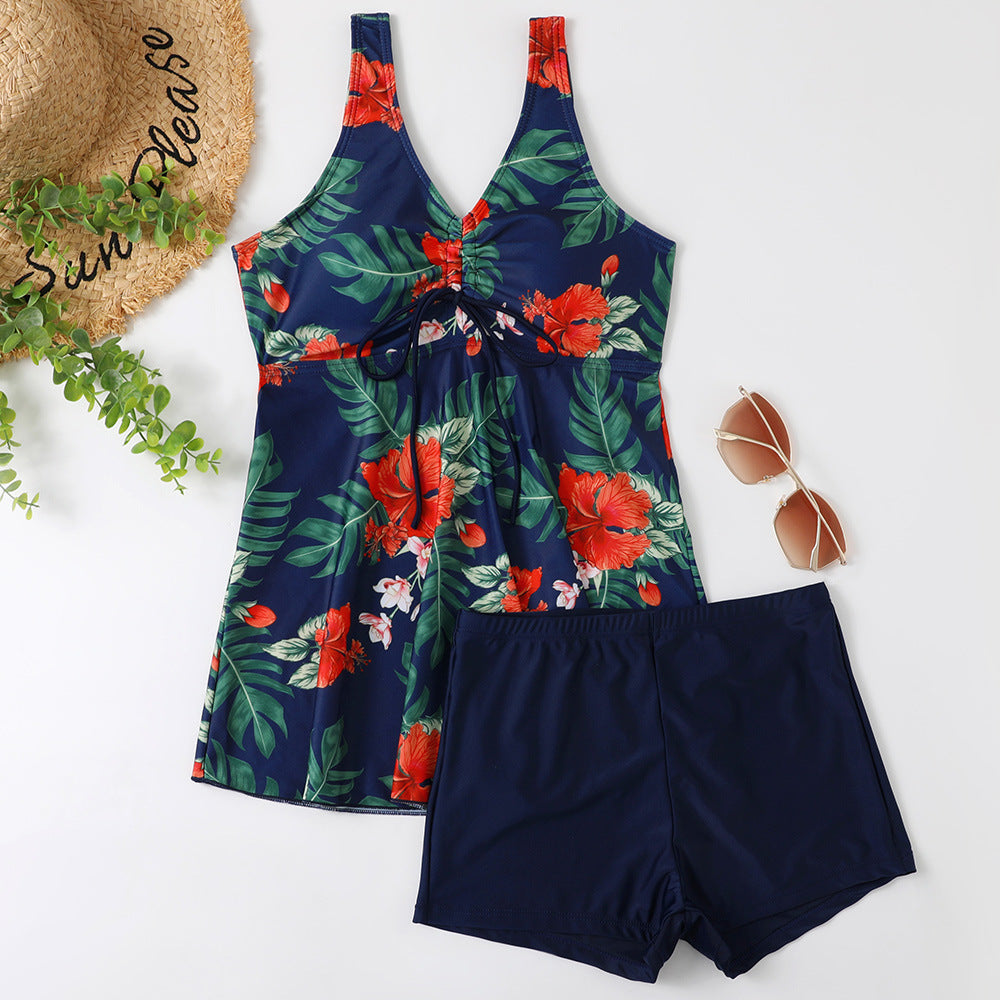 Ladies Tankini Set with Fashionable Floral Print and Ruffles StylebySassy