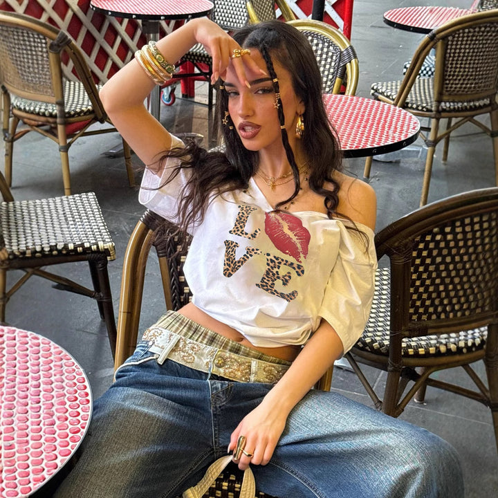 Ladies Fashion T-Shirt with Creative Graphic Print StylebySassy