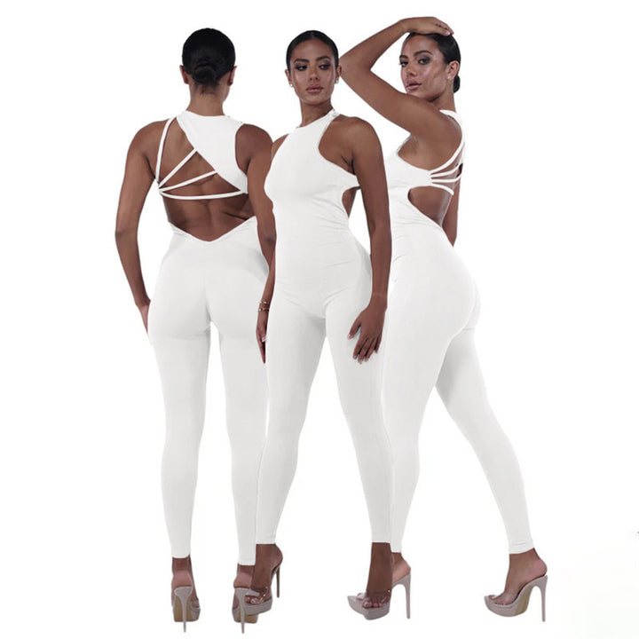 Women’s sporty long overall with innovative cut-out neckline
