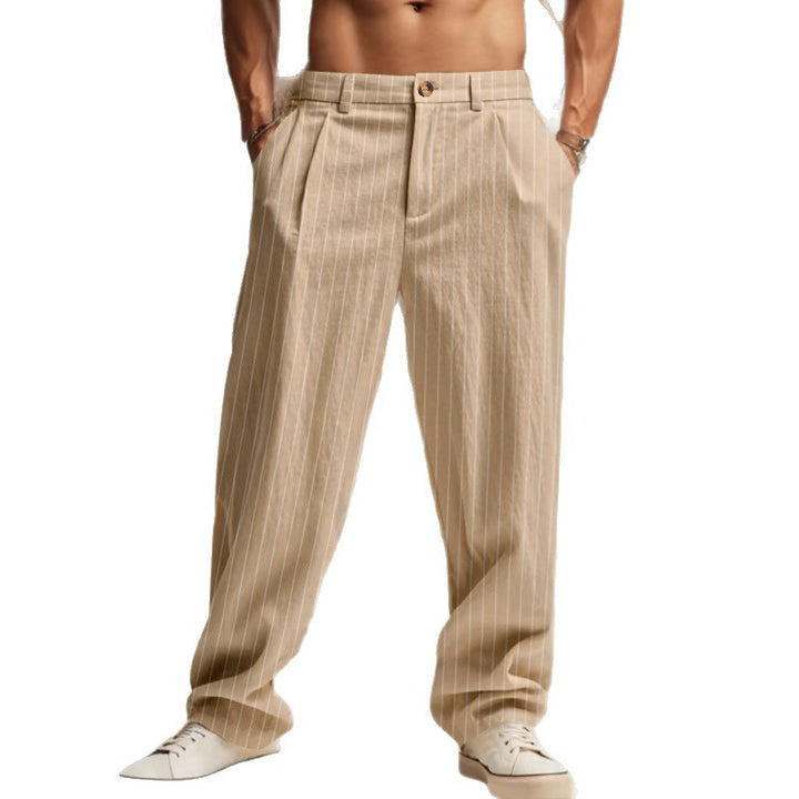 Men's casual-elegant pinstripe pants with crease and wide leg StylebySassy