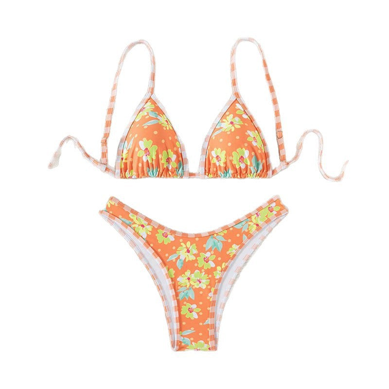 Women's floral triangle bikini with adjustable straps StylebySassy