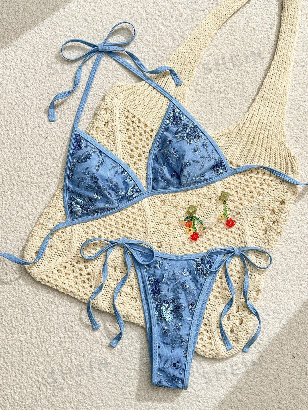 Women's Triangle Bikini with Elegant Embroidery StylebySassy