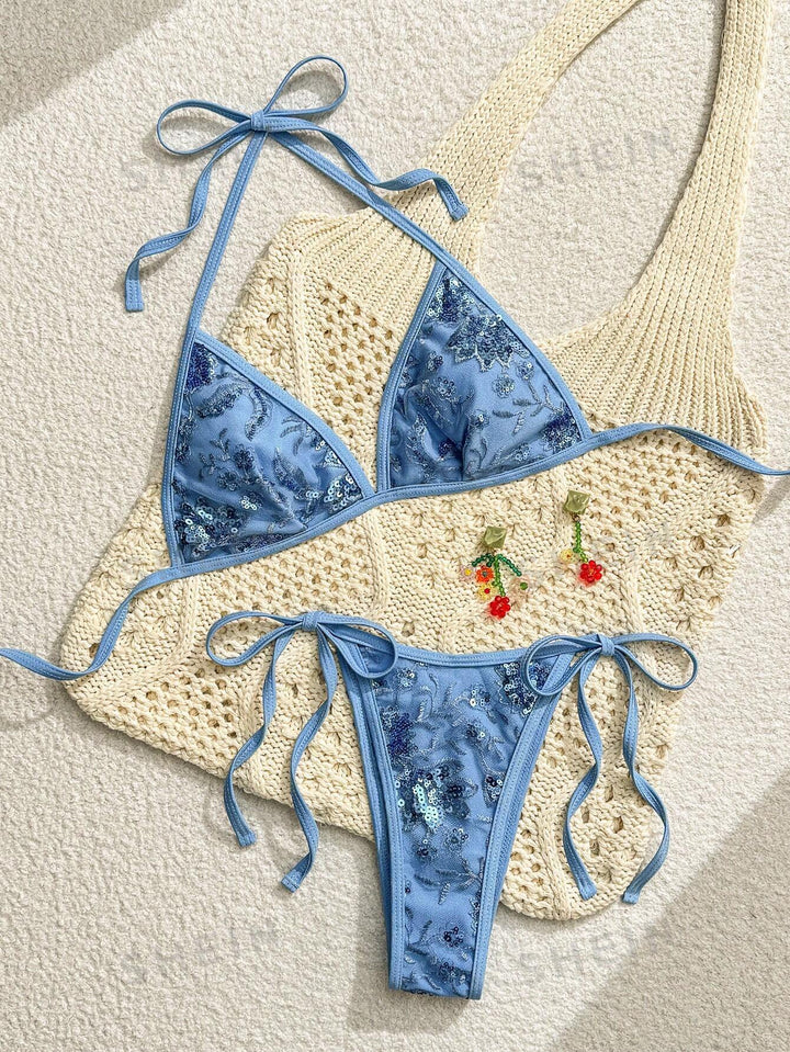 Women's Triangle Bikini with Elegant Embroidery StylebySassy