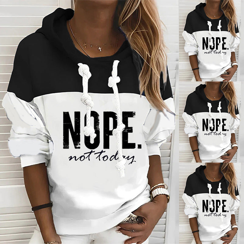 Women's sporty-urban hoodie with statement print, distinctive drawstrings and balloon sleeves StylebySassy