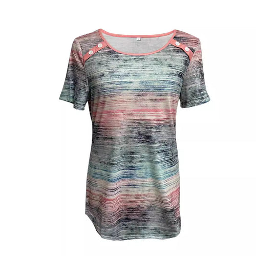 Women nan lightweight jersey long shirt with horizontal brush print and shoulder button detail StylebySassy