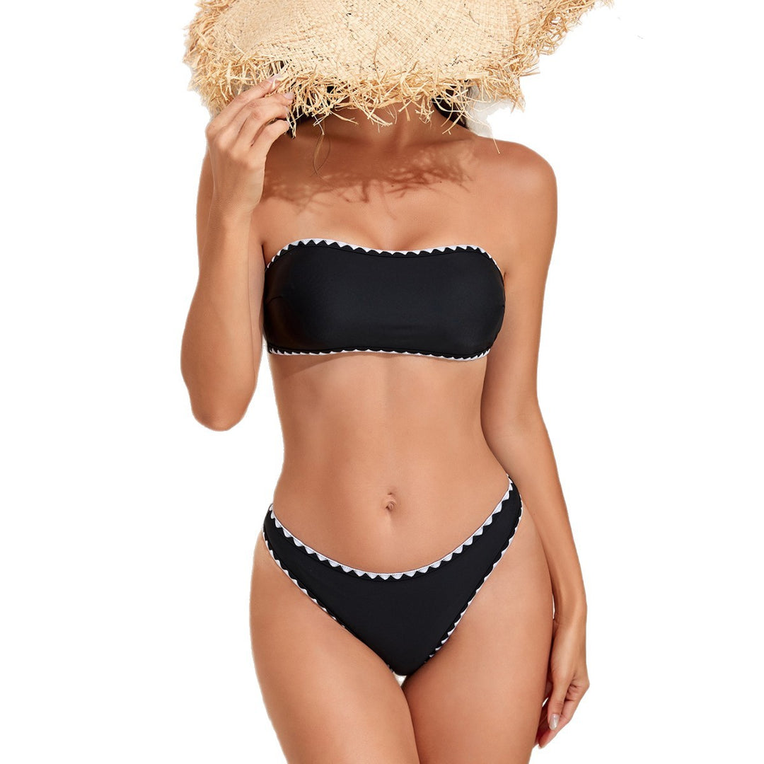 Women's Bandeau Bikini with Geometric Details StylebySassy