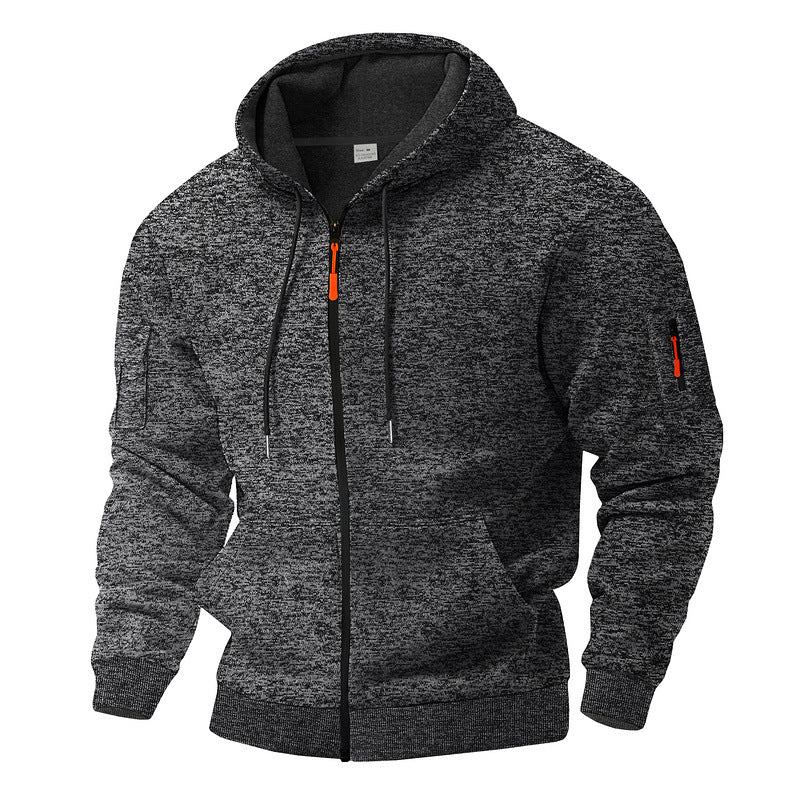 Men's casual hoodie jacket with full zipper and arm pocket StylebySassy