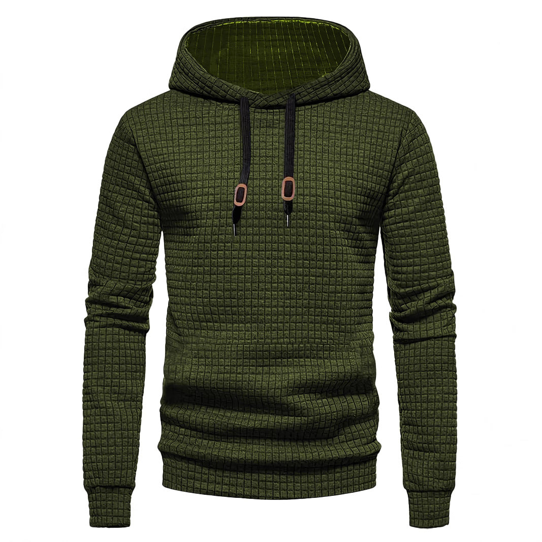 Men's quilted hoodie with rectangular quilting, drawstring and ribbed cuffs StylebySassy
