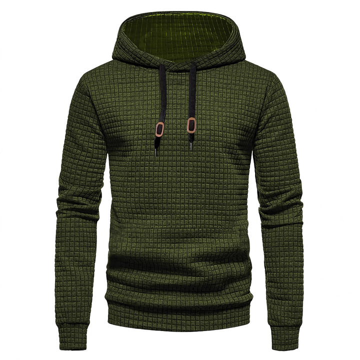 Men's quilted hoodie with rectangular quilting, drawstring and ribbed cuffs StylebySassy