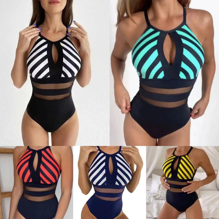 Women’s sporty swimsuit with fashionable mesh inserts StylebySassy