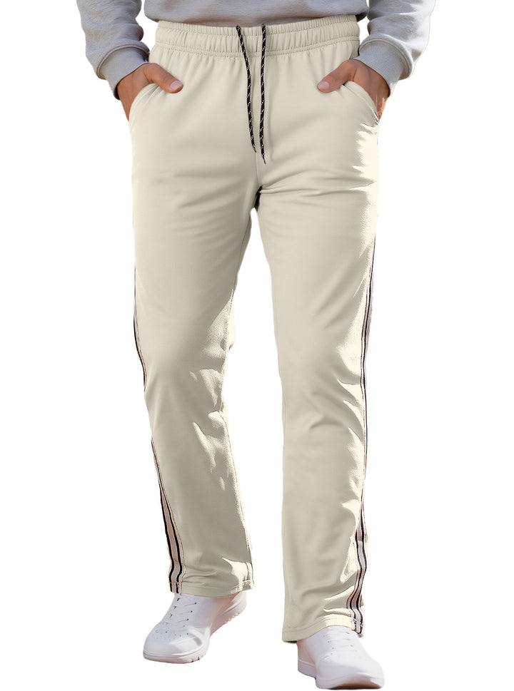Men's Nan Retro Track Pants with Tapered Leg, Elastic Waistband, Drawstring, and Side Stripes StylebySassy