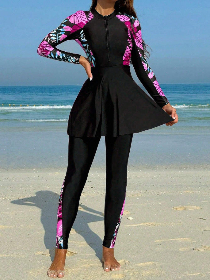 Ladies' Surf Suit with Skirt and Long Sleeve Design StylebySassy