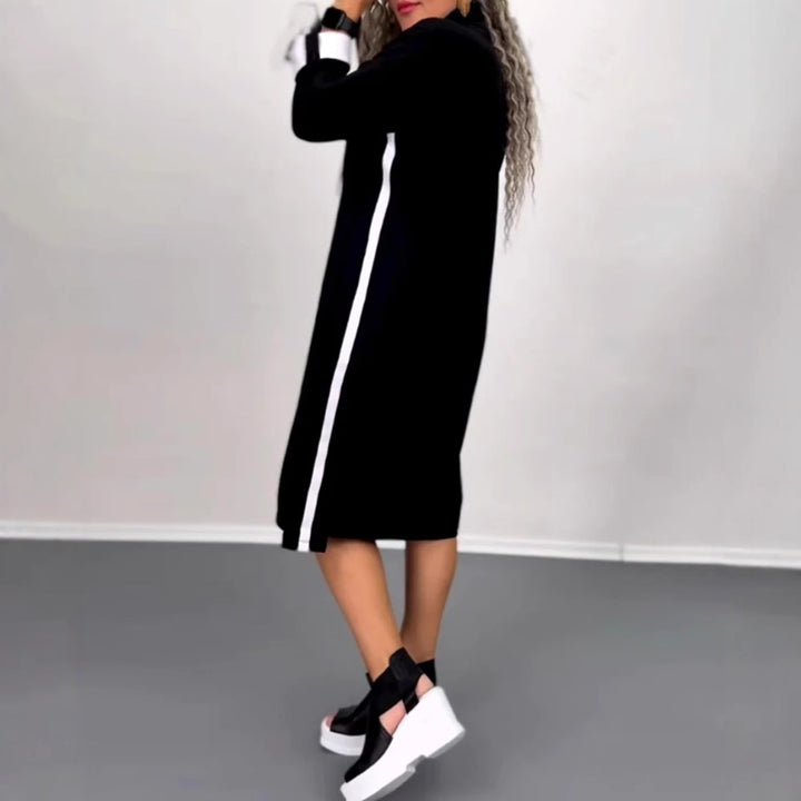 Women’s Nano Hoodie Midi Dress with Hood, Drawstring and Roll-up Cuffs StylebySassy