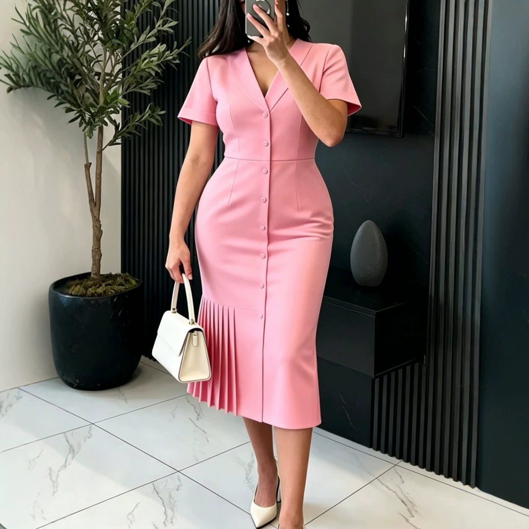 Women's figure-flattering midi dress with pleated details StylebySassy