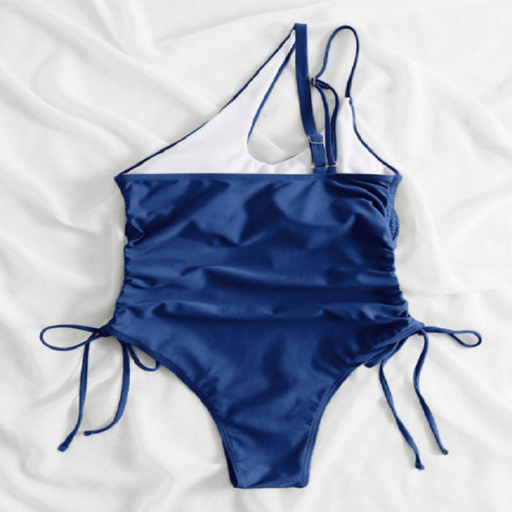 Women's one-piece swimsuit with sophisticated wrap detail and adjustable straps StylebySassy
