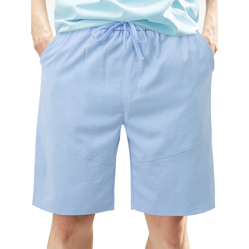 Men's knee-length linen blend shorts with elastic drawstring waistband and side pockets StylebySassy