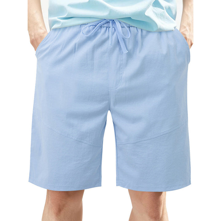 Men's knee-length linen blend shorts with elastic drawstring waistband and side pockets StylebySassy