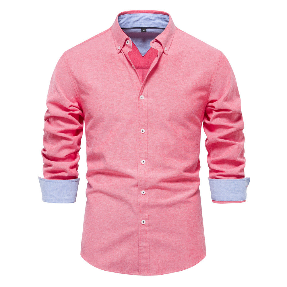 Men's elegant long-sleeve shirt made of Oxford fabric with a Kent collar and cuffed sleeves StylebySassy