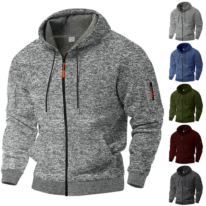 Men's casual hoodie jacket with full zipper and arm pocket StylebySassy
