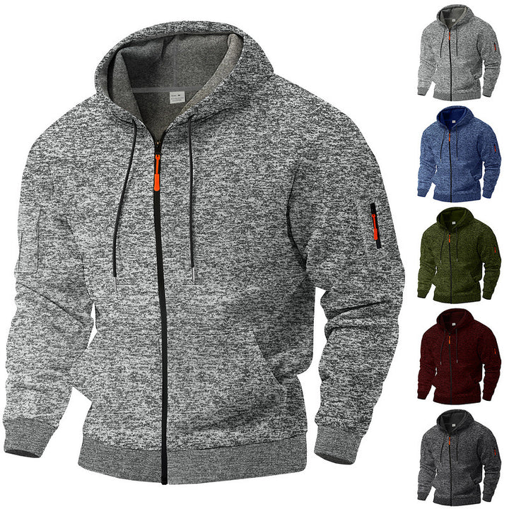Men's casual hoodie jacket with full zipper and arm pocket StylebySassy