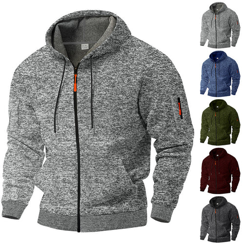 Men's casual hoodie jacket with full zipper and arm pocket StylebySassy