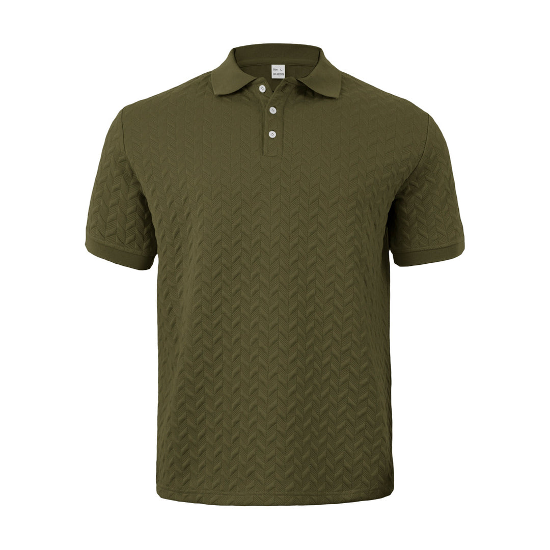 Men's finely woven polo shirt with chevron relief structure and short button placket StylebySassy