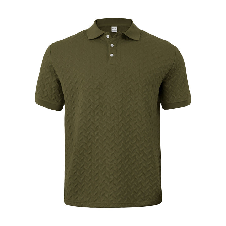 Men's finely woven polo shirt with chevron relief structure and short button placket StylebySassy
