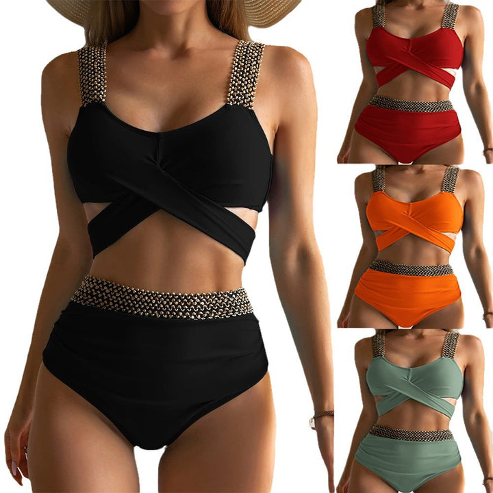 Women's High-Waisted Bikini Set with Stylish Wrap Top StylebySassy