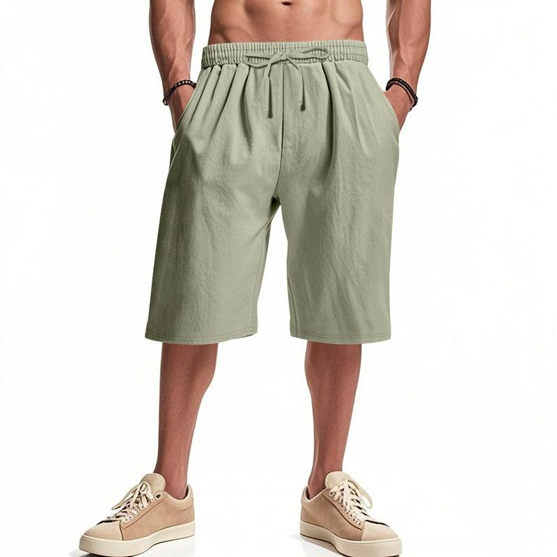 Men's casual bermuda shorts made of cotton blend with elastic waistband, drawstring, and side pockets StylebySassy