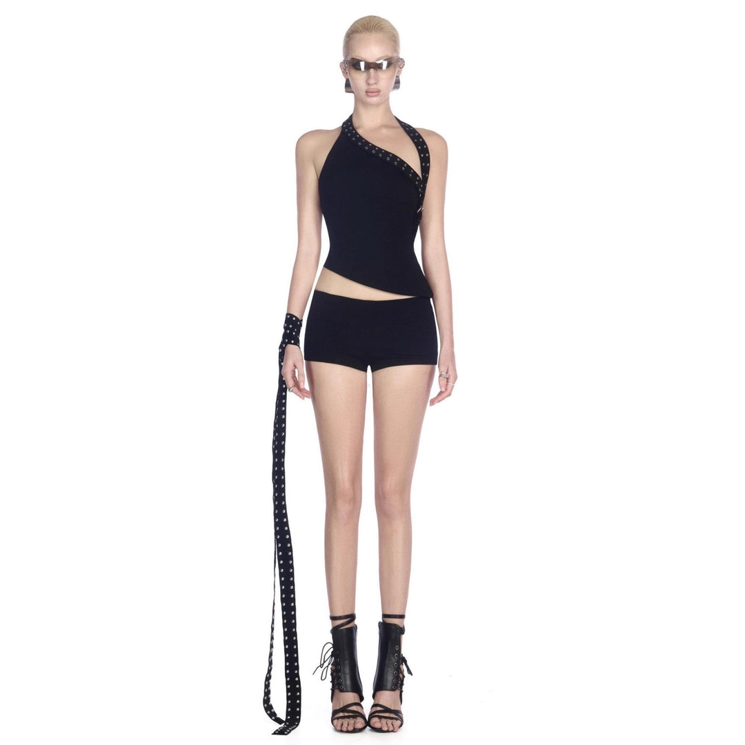 Women's Innovative Cut-Out Top with Decorative Eyelets StylebySassy