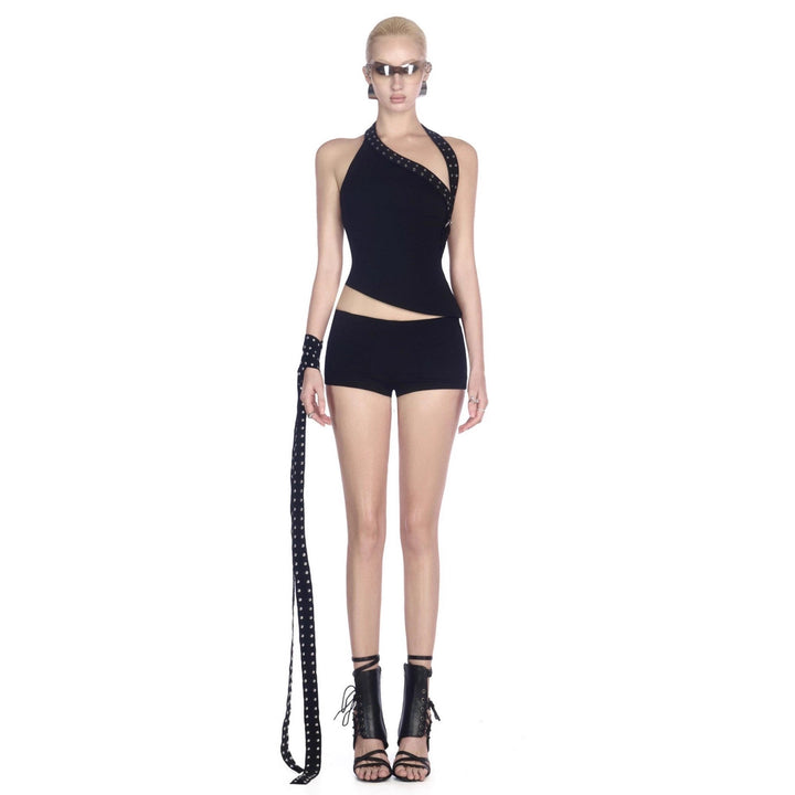 Women's Innovative Cut-Out Top with Decorative Eyelets StylebySassy