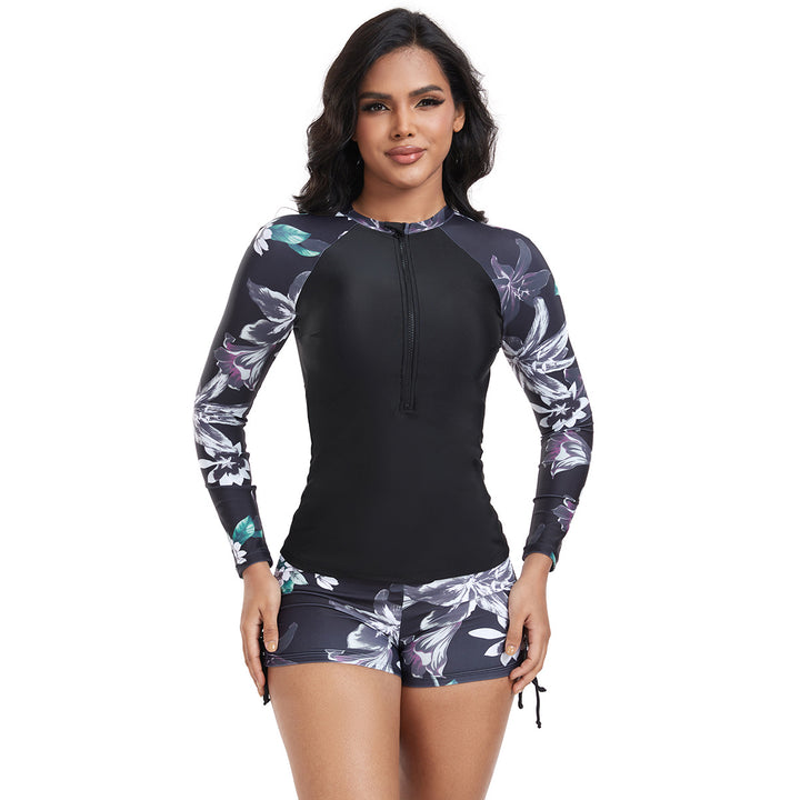 Women's Long Sleeve Rashguard with Fashionable Floral Design StylebySassy