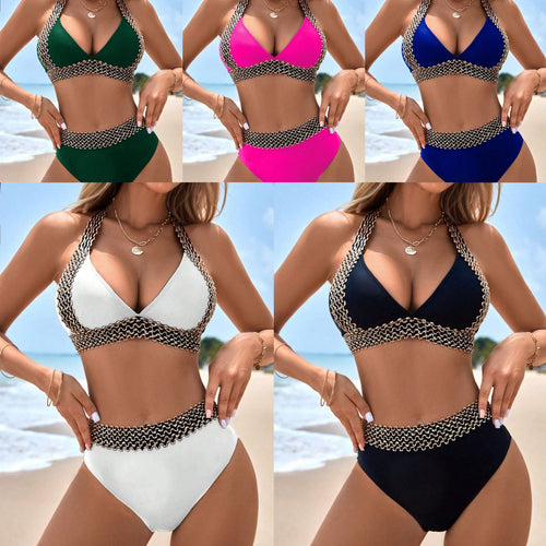 Women’s Bikini Set with fashionable wrap design and decorative chain strap StylebySassy