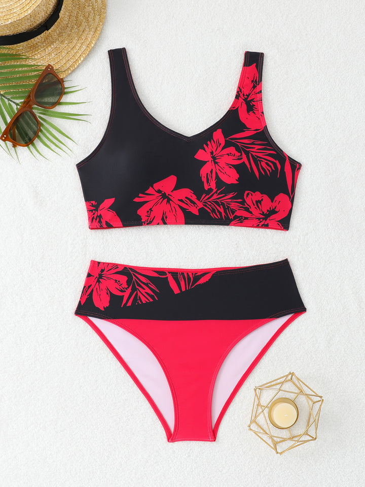 Ladies sporty bikini set with floral design StylebySassy