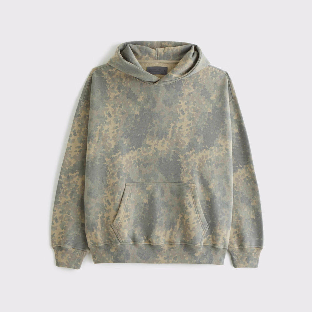 Unisex loose-fit hoodie sweatshirt with subtle leaf texture, double hood without drawstring and kangaroo pocket StylebySassy