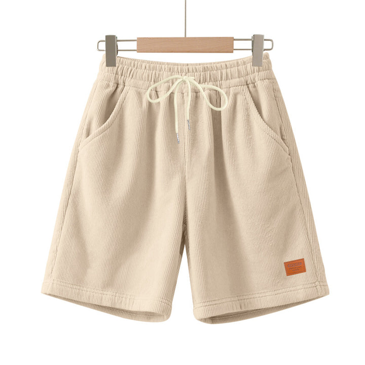 Men's casual Bermuda shorts made of finely structured cotton blend with elastic waistband and drawstring StylebySassy