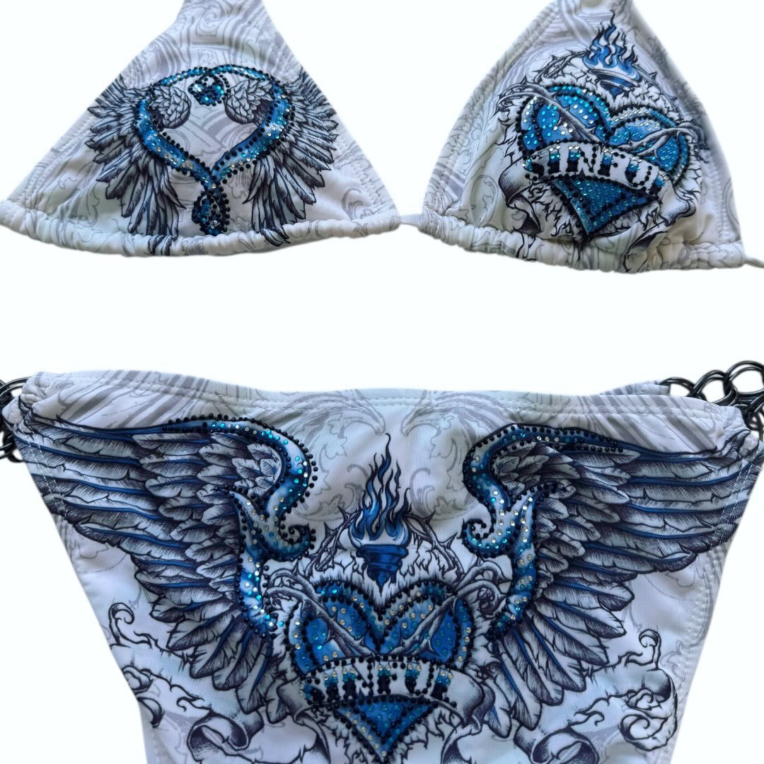 Women's triangle bikini with elaborate graphic design and stylish details StylebySassy