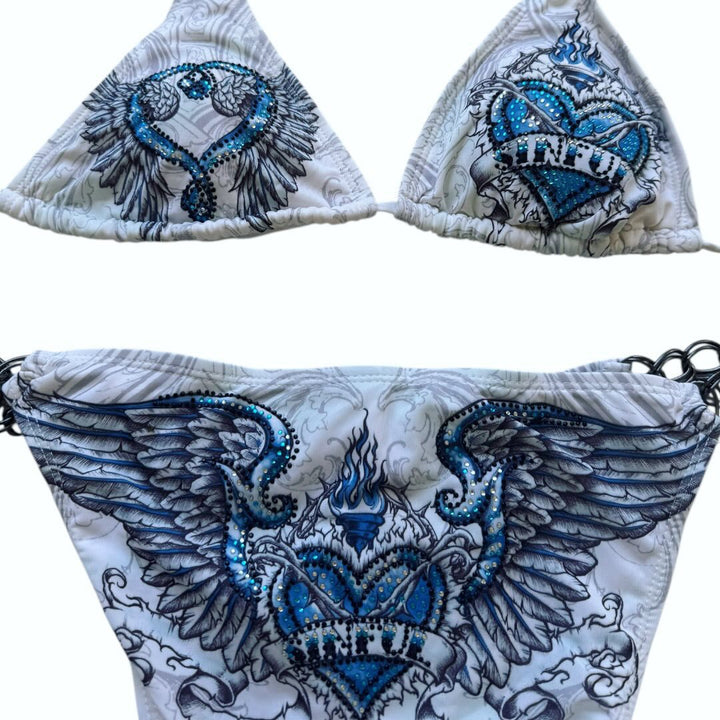 Women's triangle bikini with elaborate graphic design and stylish details StylebySassy