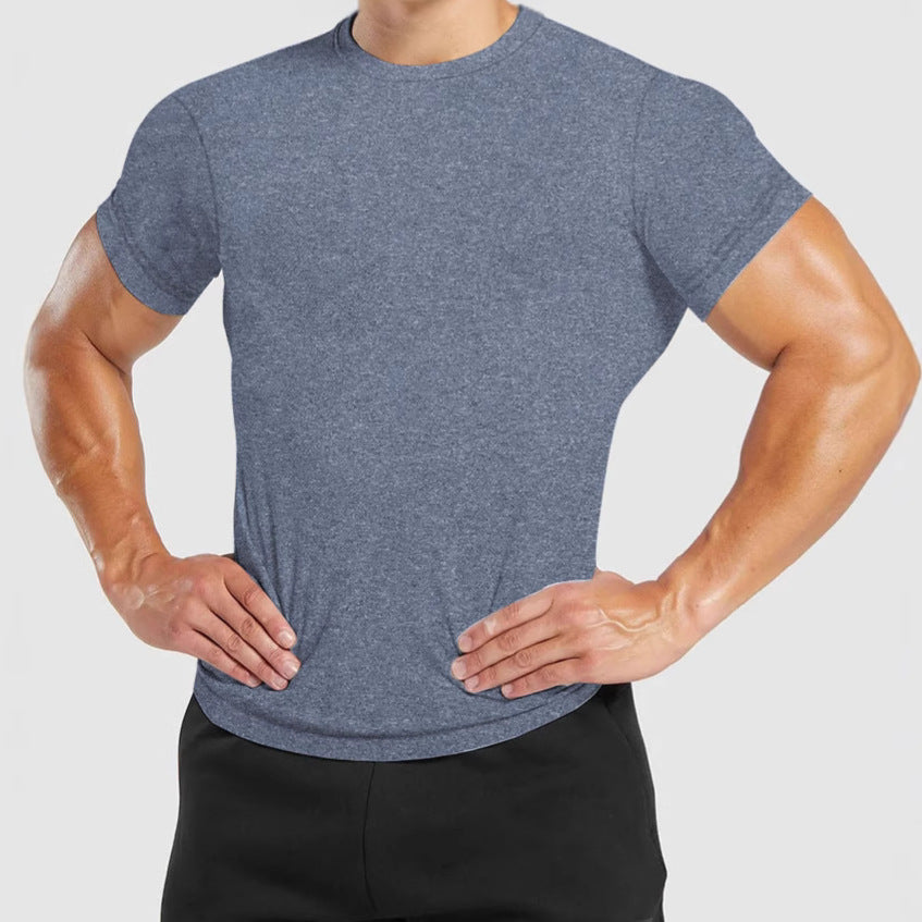 Men's slim fit round neck performance shirt with elastic side wedge and flat seams StylebySassy