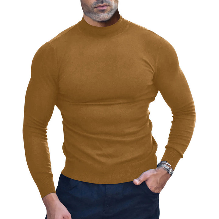 Men's body-hugging fine knit sweater with a tight round neckline StylebySassy
