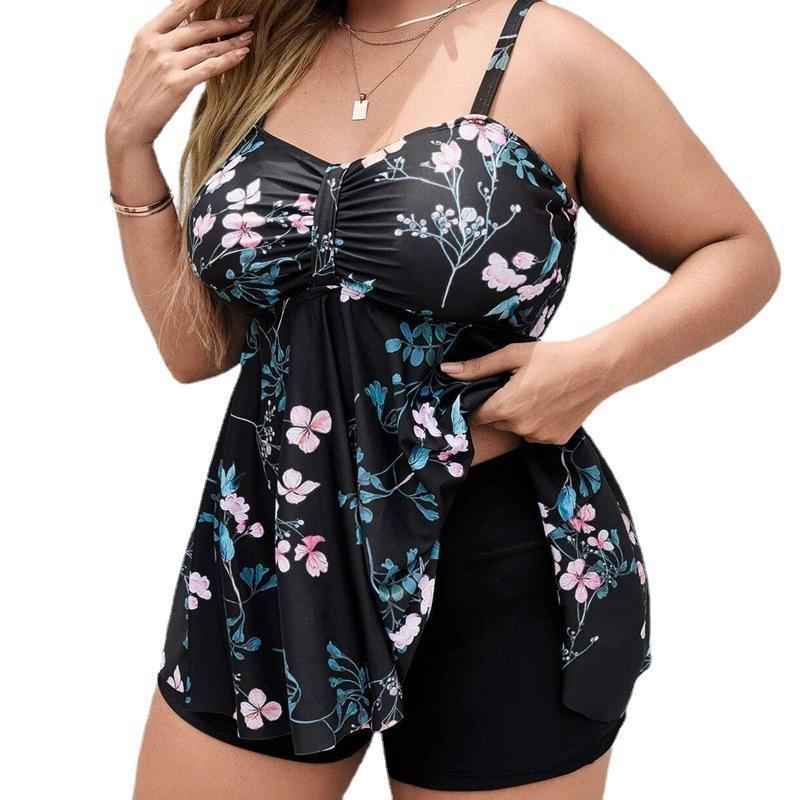 Ladies sporty tankini set with floral top and shorts StylebySassy