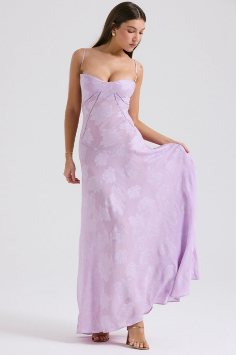 Ladies flowing maxi dress with corset top and spaghetti straps StylebySassy