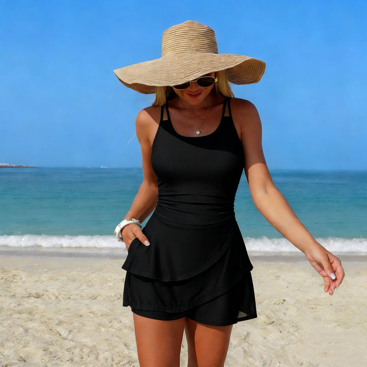 Women's sporty swimsuit with ruffle details StylebySassy