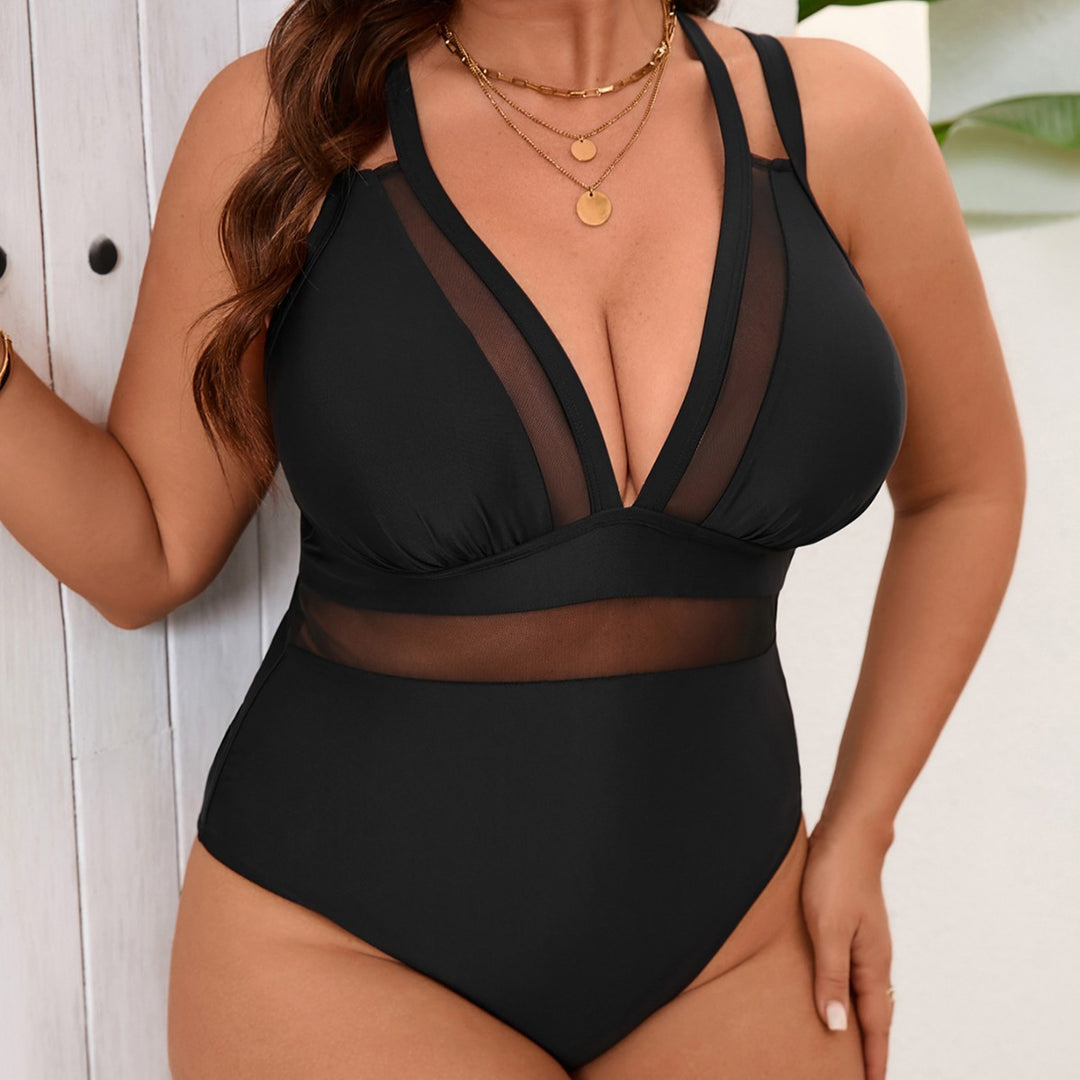 Women's One-Piece Swimsuit with Transparent Mesh Inserts StylebySassy