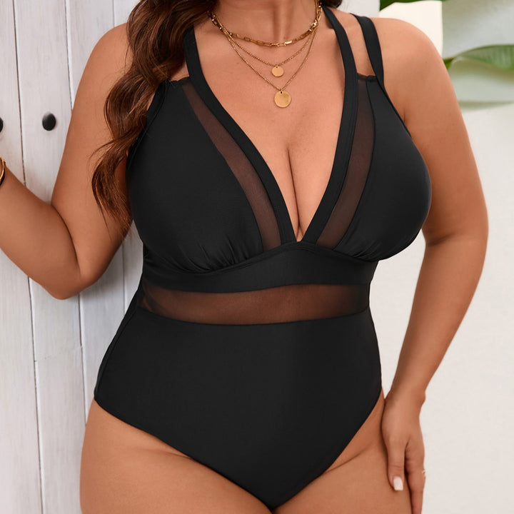 Women's One-Piece Swimsuit with Transparent Mesh Inserts StylebySassy